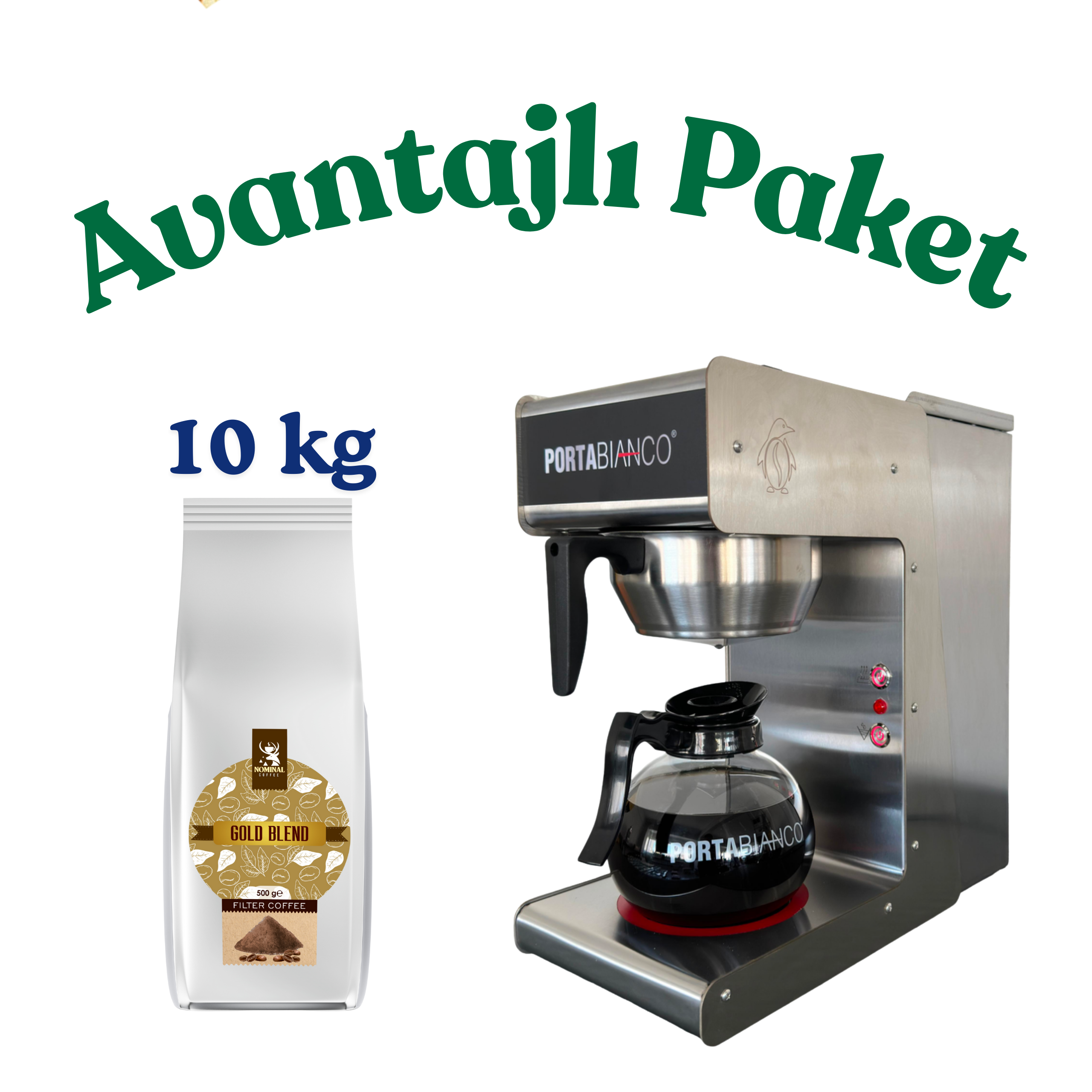 Avantajlı Paket (2) PortaBianco Filtre Kahve Makinesi + 10xNominal Coffee Gold Blend 1 kg Filtre Kahve - Görsel 1