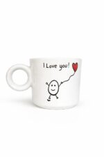 I LOVE YOU SERAMİK KAHVE KUPASI EL YAPIMI