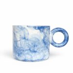 NATUREL MAVİ EL YAPIMI SERAMİK KUPA